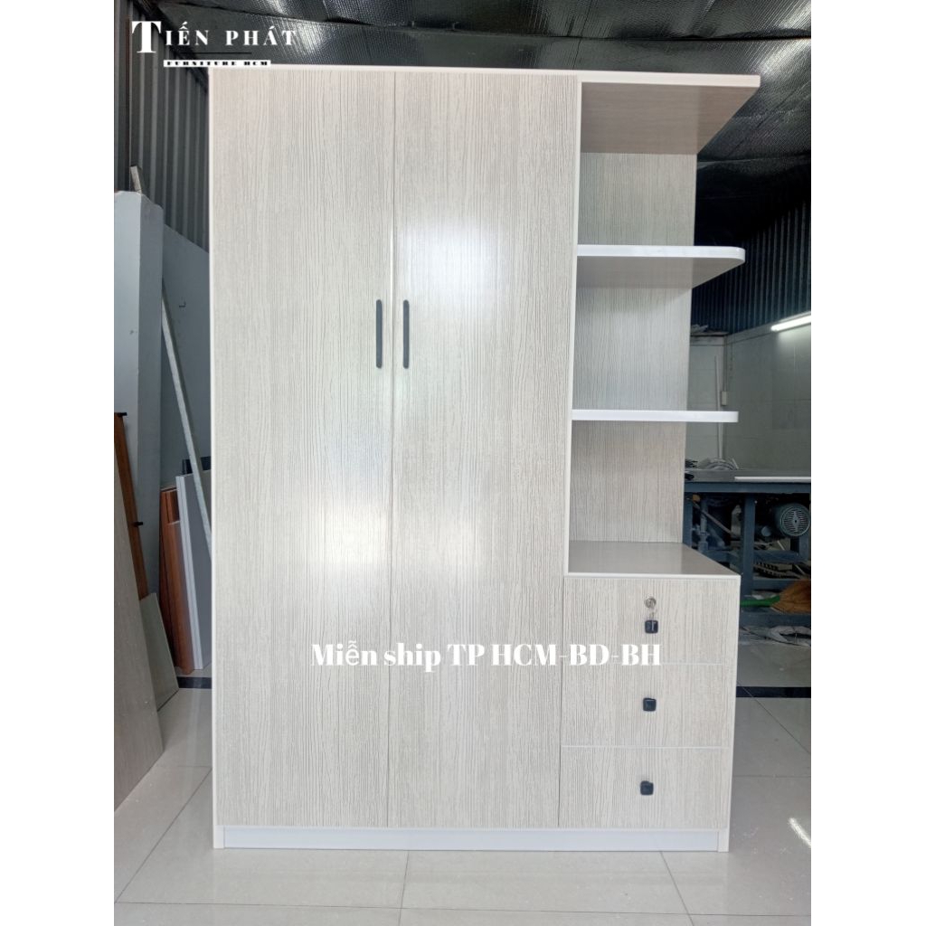 Tủ Nhựa 2 Cánh 1 Kệ - Tủ Quần Áo Liền Kệ -Miễn Ship Lắp Ráp HCM-BD...