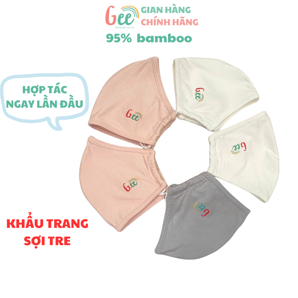 Khẩu Trang Trẻ Em, Sơ Sinh, Người Lớn Gee Vải Sợi Tre Mềm Mịn Thấm Hút Kháng Khuẩn