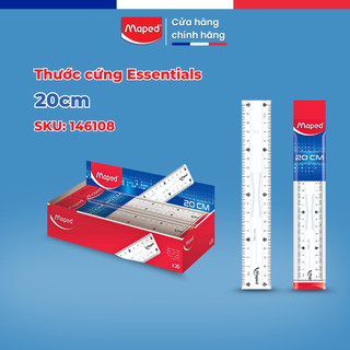 Thước Trắng Cứng Esstentials Maped - Có Cán Cầm, Dễ Sử Dụng, Thương Hiệu Pháp [Chính Hãng}
