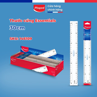 Thước Trắng Cứng Esstentials Maped - Có Cán Cầm, Dễ Sử Dụng, Thương Hiệu Pháp [Chính Hãng}
