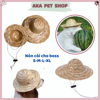 Nón cói cho chó mèo, mũ rơm cho chó mèo có dây rút điều chỉnh