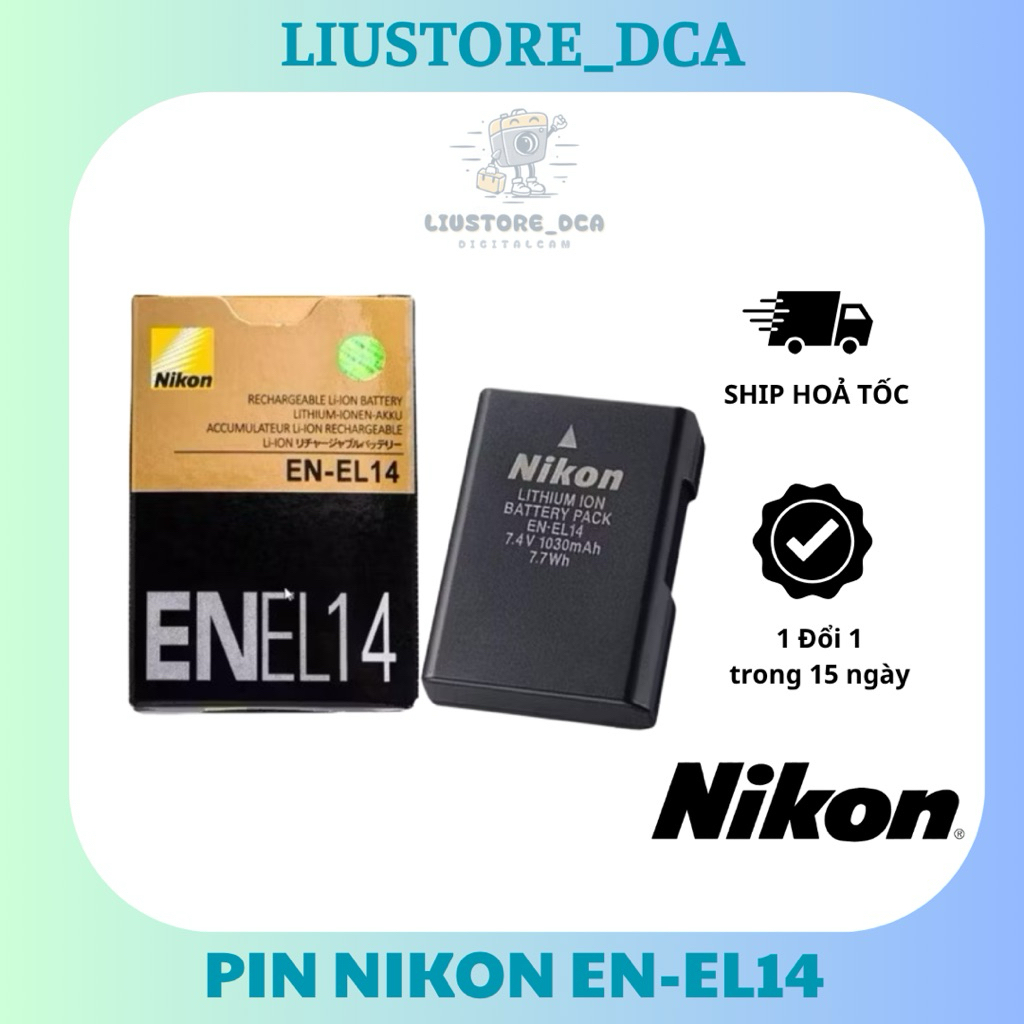 Nikon EN-EL14 – Dung Lượng 1030mAh – Tương Thích D3100, D3200, COOLPIX P7000, P7100, P7700 – Bảo Hàn