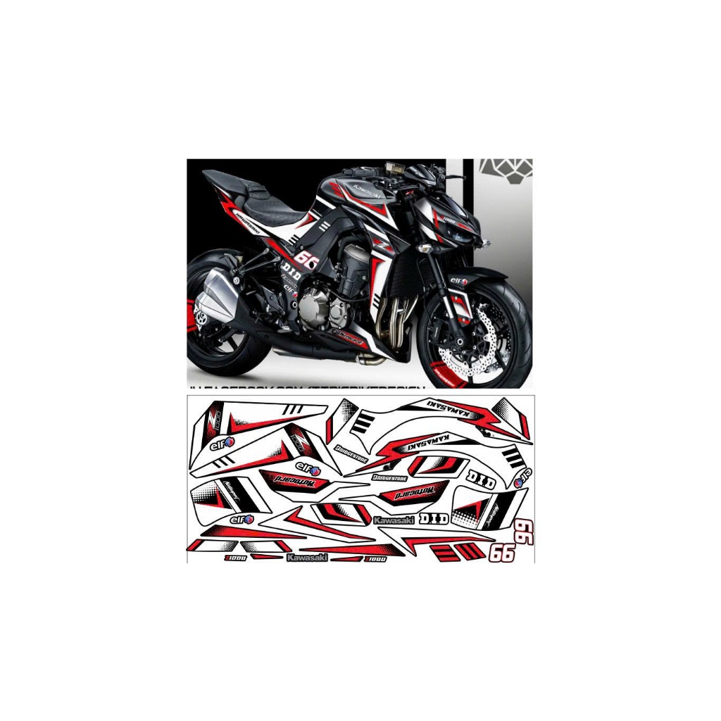 tem z1000 bản rời đen trắng chỉ đỏ cao cấp, tem thiết kế sport đẹp mắt