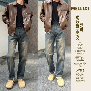  Quần jean nam ống suông rộng M02 quần bò nam đen xám dáng baggy vải demin phong cách hàn quốc MELLIXI 