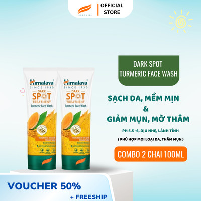 COMBO 2 sữa rửa mặt tinh chất nghệ sáng da giảm thâm Himalaya Dark Spot Turmeric Face Wash 100ml/ chai