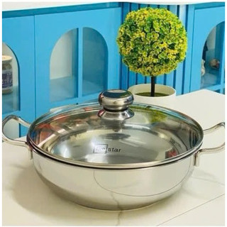  Chảo lẩu sâu lòng 3 đáy inox 430 Fivestar 24-26-28-32cm   Nồi lẩu bếp từ inox cao cấp Fivestar 
