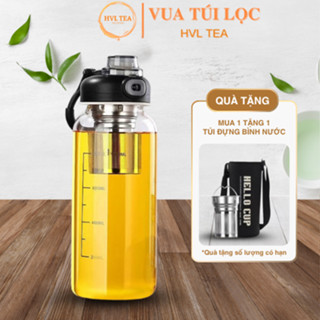 Bình đựng nước thủy tinh cao cấp dung tích lớn, có đệm da quai xách chịu nhiệt tốt - HVL TEA
