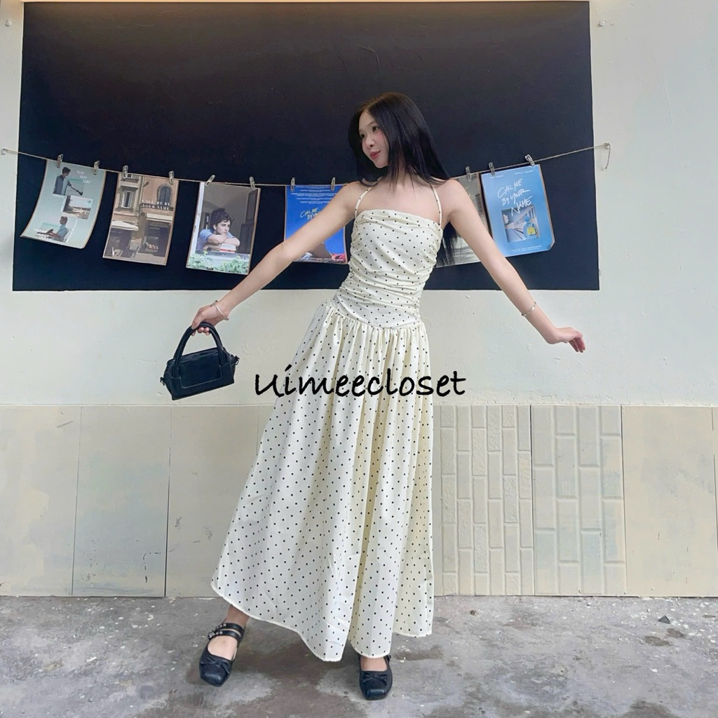Váy dài đi biển váy trễ vai phong cách hàn quốc hàng thiết kế loại 1 hình chính chủ Hana dress | BigBuy360 - bigbuy360.vn