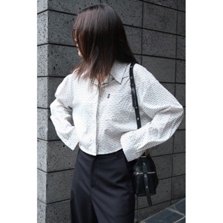 Áo Sơ Mi Nữ Tay Dài Croptop Kẻ Sọc Delice, Phom Rộng Phong Cách Hàn Quốc