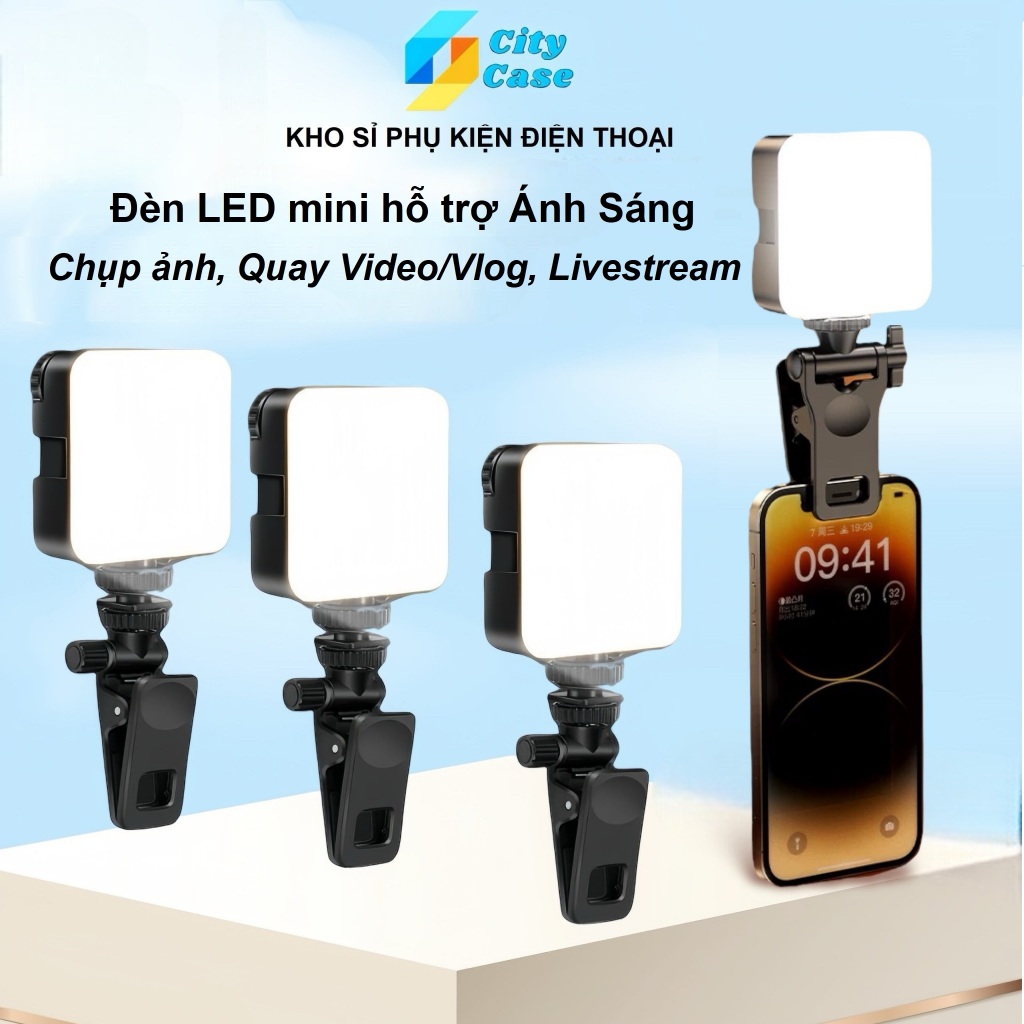 Đèn Led Mini CITYCASE Siêu Sáng, hỗ trợ Ánh Sáng Trắng Quay Video, Chụp Ảnh, Livestream, Quay Vlog đèn dùng pin tiện lợi