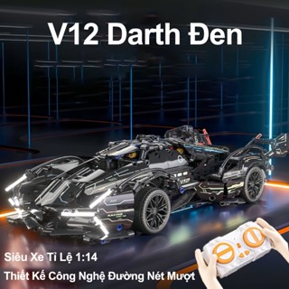 Mô hình lắp ráp siêu xe Xe thể thao đua xe V12 Black 1280 PCS tỉ lệ 1:14 Đồ chơi lắp ráp trí tuệ cho trẻ em Quà sinh nh