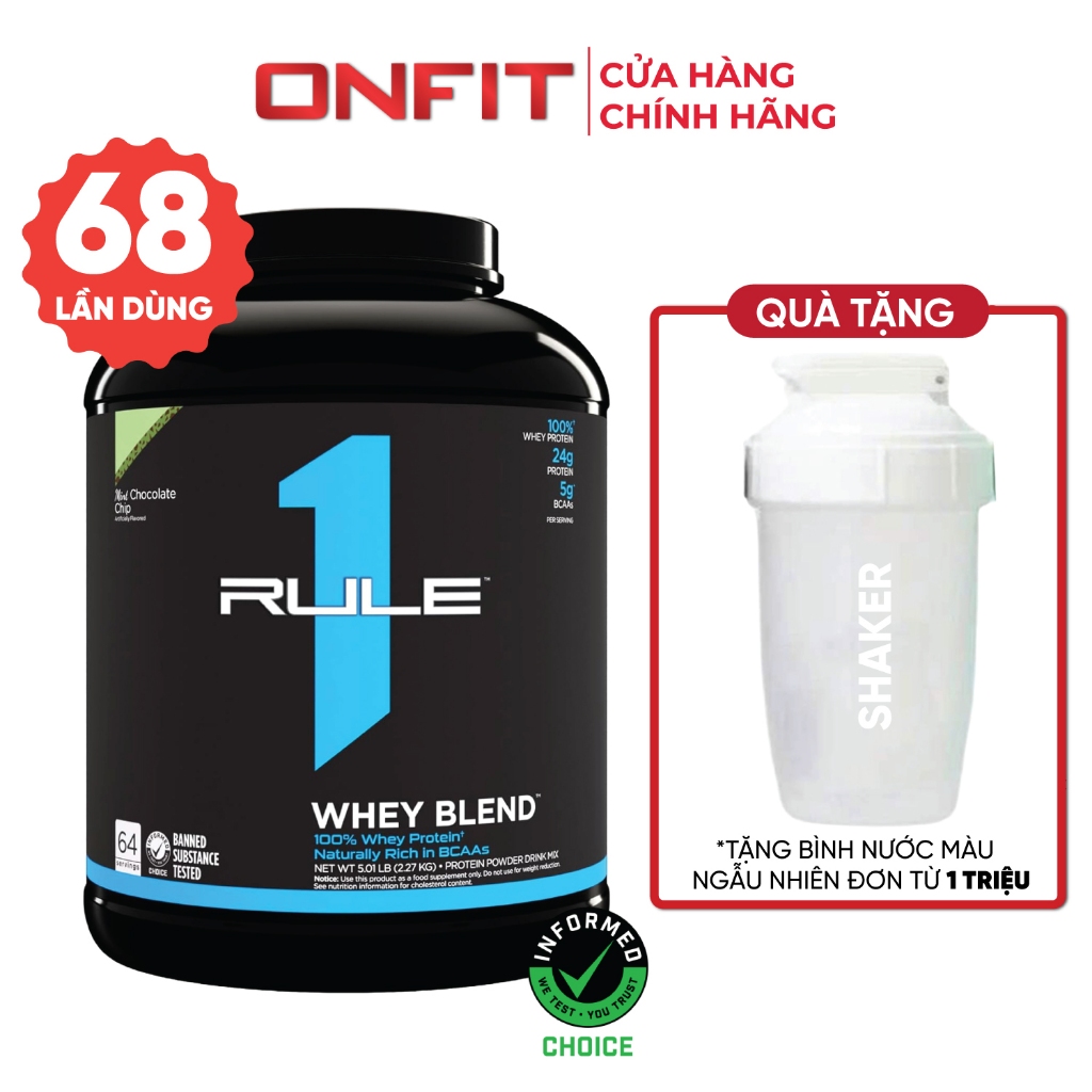 Sữa Bột Rule 1 R1 Whey Protein Blend 2.2 KG (66 - 69 Lần Dùng) Sữa Bột Đạm Cao, Calo Thấp | ONFIT