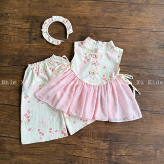   4-28kg  Sét Bộ Hoa Tulip Hồng Cách Tân NHÍM XÙ KIDS Cho Bé Gái Đầy Tháng Thôi Nôi Sinh Nhật S037 