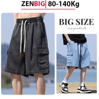 Quần Short Size Lớn ZENBIG cho nam 80-140kg, Quần Short Jean Mỏng Thời Trang Cạp Chun Co Giãn