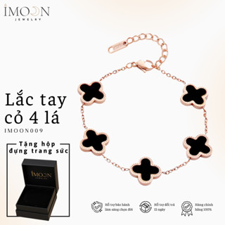 [ Titan không gỉ ] Vòng tay nữ IMOON Five Four Leaf Clovers Bracelet Silver , lắc tay cỏ 4 lá IMOON009
