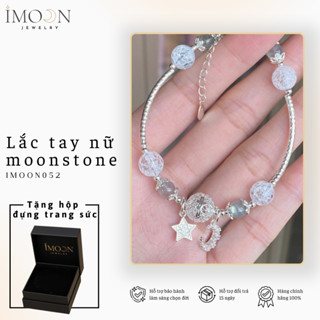 [ Titan không gỉ ] Vòng tay đá năng lượng Moonstone lắc tay nữ thu hút năng lượng tự điều chỉnh size - IMOON052