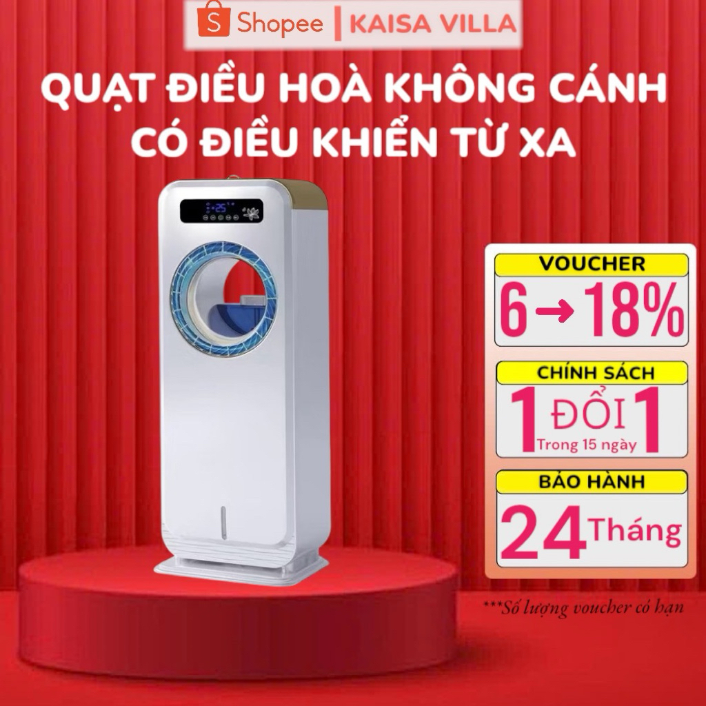 Quạt Điều Hòa Không Cánh Kaisa Villa KV-QKC6622 công suất 65W, có điều khiển từ xa