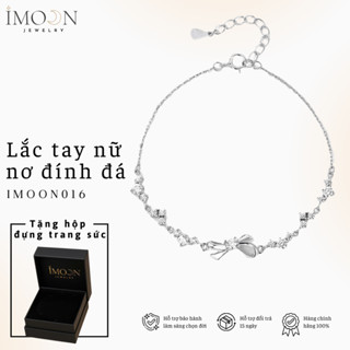 [ Titan không gỉ ] Lắc tay nơ đính đá cá tính trang sức nữ cao cấp ý 925 - IMOON016