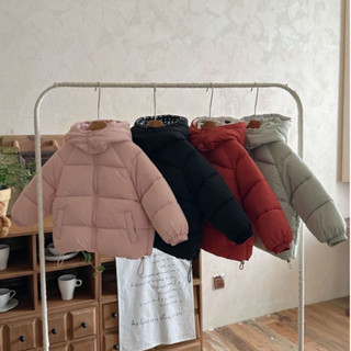 Áo khoác phao trẻ em, Áo phao đại hàn cho bé trai và bé gái 15-30kg mũ trùm cổ cao kín gió