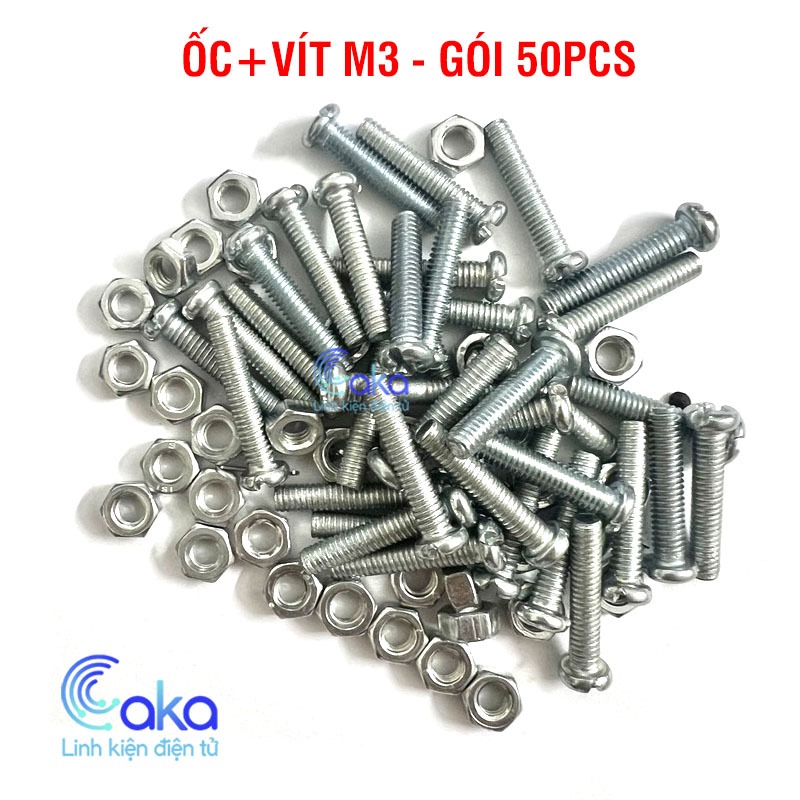 Vít M3 + Tán Độ Dài Tùy Chọn (Gói 50 Bộ) – Tiện Dụng, Dễ Dùng