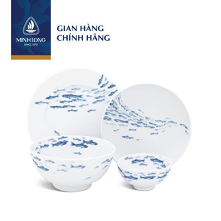 Bộ Chén Dĩa Sứ Cao Cấp Minh Long - Jasmine - Cá Cơm Sương Mờ