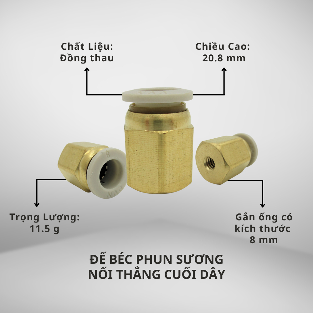 Đế Béc Phun Sương Nối Thẳng Cuối Dây – Tưới Phun Mát Hiệu Quả