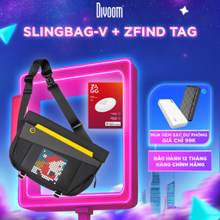Combo túi đéo chéo Divoom Slingbag-V tích hợp màn hình LED 4.7 inch và thiết bị định vị ZFind Tag tương thích iOS