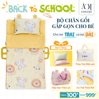 Bộ chăn gối cho bé mầm non AOICONCEPT gấp gọn 5 trong 1 size 70x120cm 70x140cm chăn nệm túi ngủ cho bé mẫu giáo tiểu học