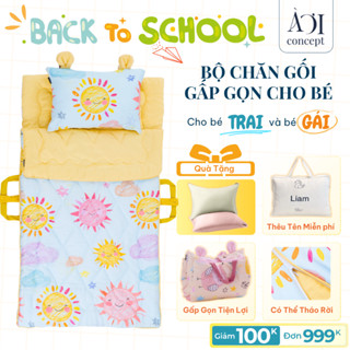 Bộ chăn gối cho bé mầm non 5 trong 1 AOICONCEPT size 70x120cm và 70x140cm chăn nệm cho bé mẫu giáo [Back To School]