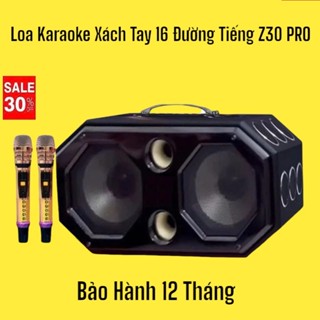 Loa Karaoke Xách Tay 16 Đường Tiếng Z30 PRO - Bass 20cm, Công Suất Khủng 1300W, Âm Thanh Mạnh Mẽ, Tặng 2 Mic Chống Hú