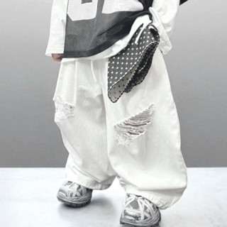 BABYBUYvip -2502 - (FOM TO LẤY THEO CHIỀU CAO) Quần jean dài trắng rách gối ống dài rộng cho bé trai và bé gái