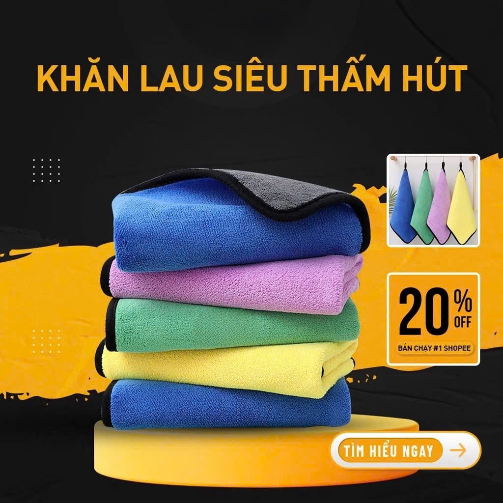 Khăn Lau Xe Ô Tô 3M Sợi Microfiber Mềm Mịn Chuyên Dụng