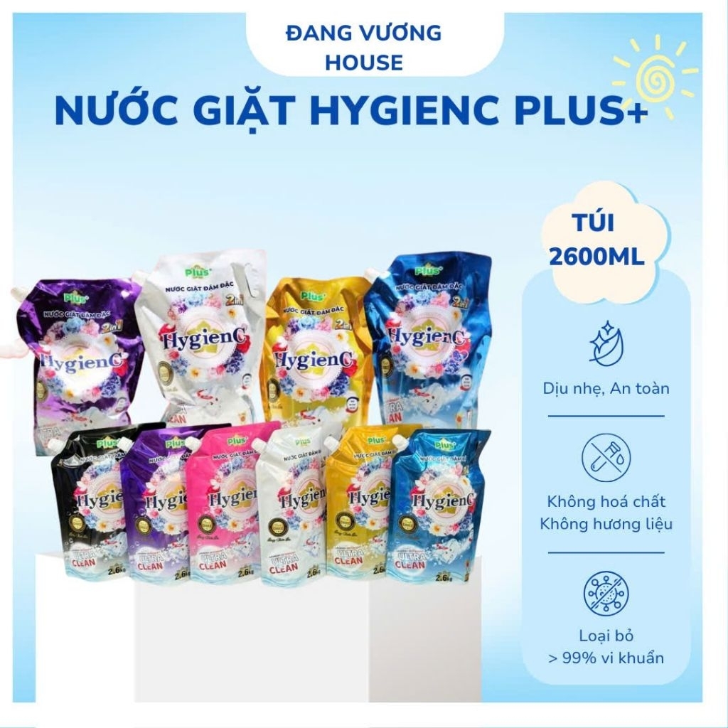 Nước Giặt HygienC Plus 2kg6 Hàng Việt Nam, Đậm đặt Lưu Hương Lâu