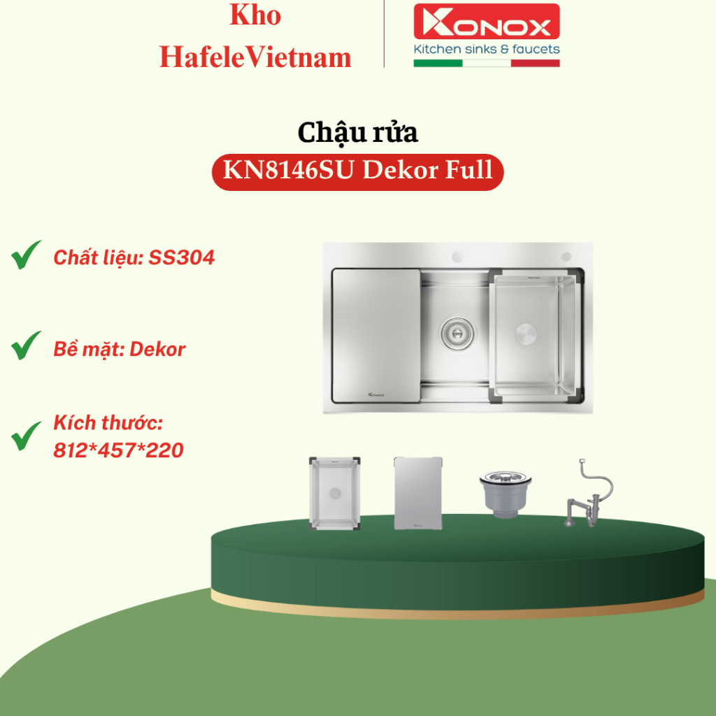 Chậu Rửa Bát Konox Workstation - Undermount Sink KN8146SU Dekor Full/Basic - Thiết Kế Đẹp - KHVN