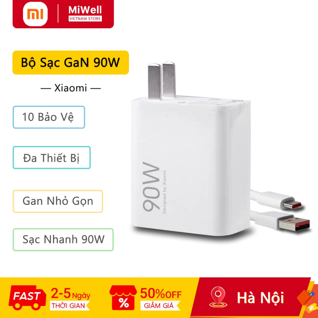 Xiaomi Bộ Sạc GaN 90W, Cáp Dài 1m, Tiện Mang Theo, Cục Sạc, Sạc Điện Thoại