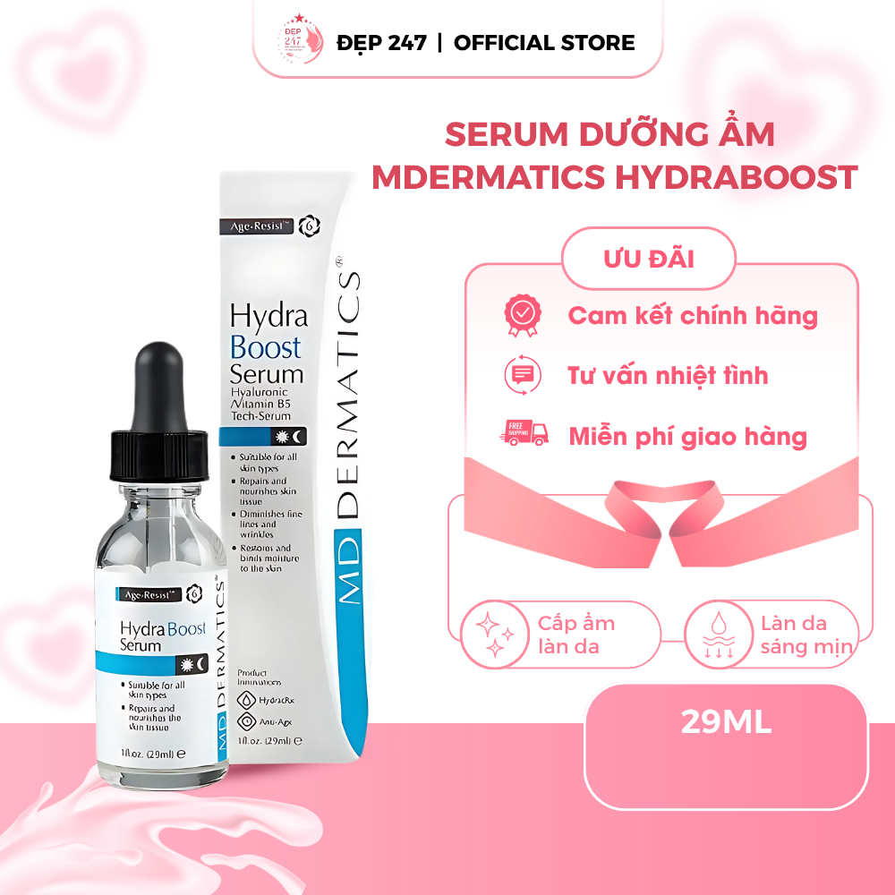 Tinh chất Serum phục hồi dưỡng ẩm da MD Dermatics HydraBoost 29ml
