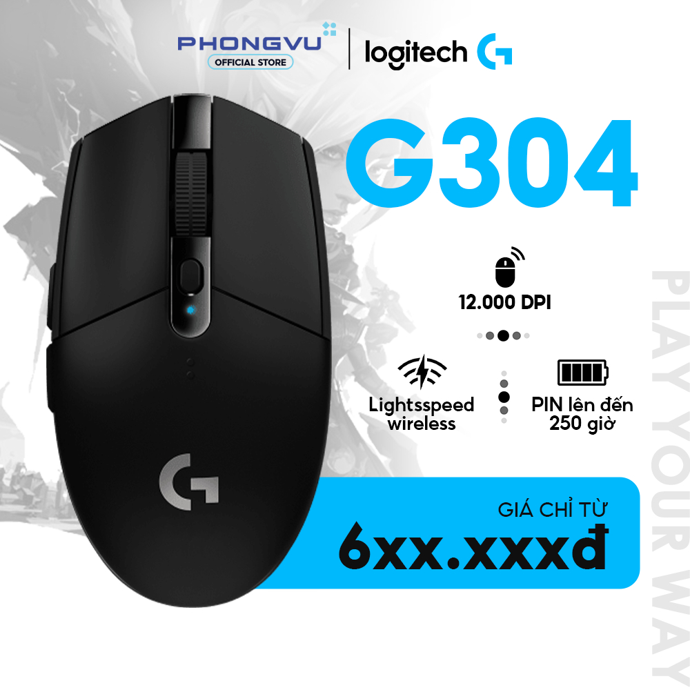 Chuột Gaming không dây Logitech G304 Lightspeed - Cảm biến HERO 12K - 1ms - Pin 250h - BH 24 tháng