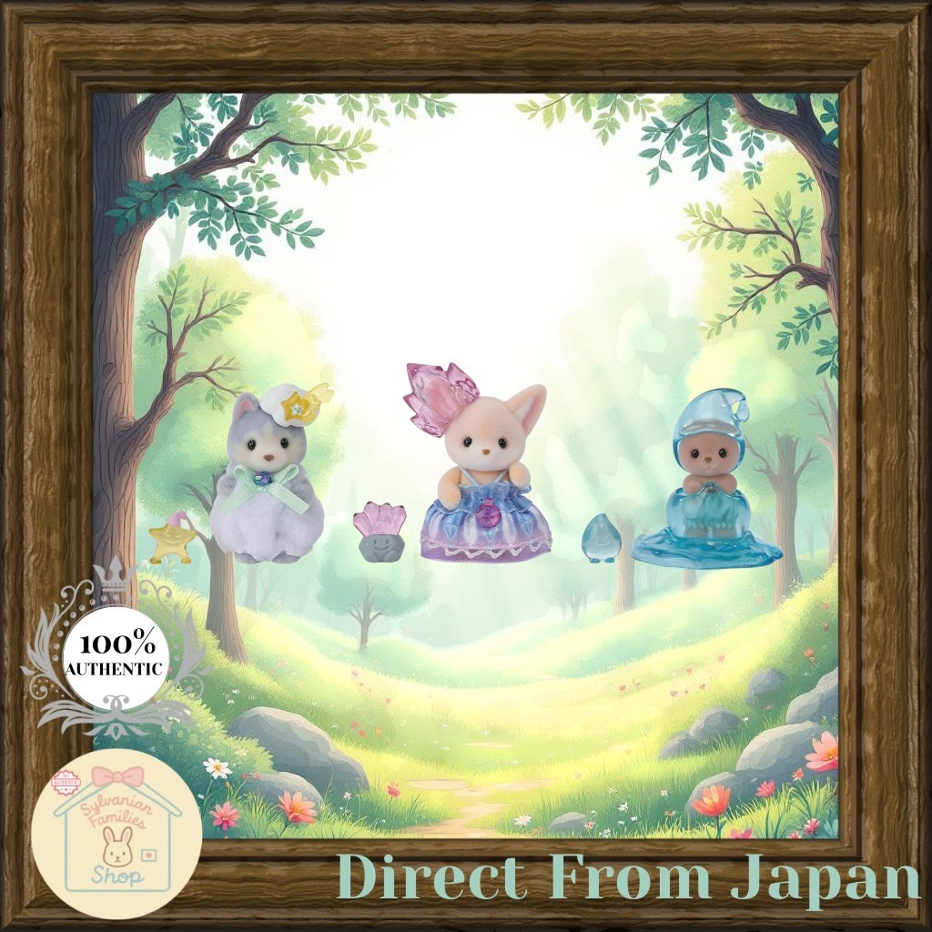 Sylvanian Families Fairy Tale Collection: Enchanted Baby Set, Mushroom House, and Magical Tower - F-