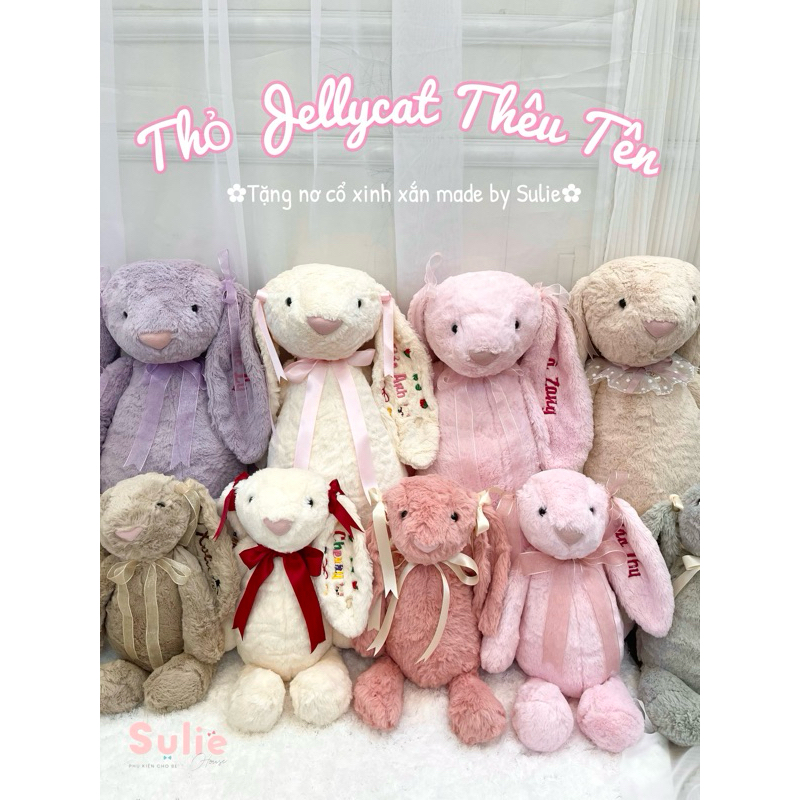 [TẶNG NƠ] Thỏ Bông Jellycat 40cm-60cm-75cm - Gấu Bông Thêu Tên Theo Yêu Cầu- Quà Tặng Bé, Người Yêu,Sinh Nhật