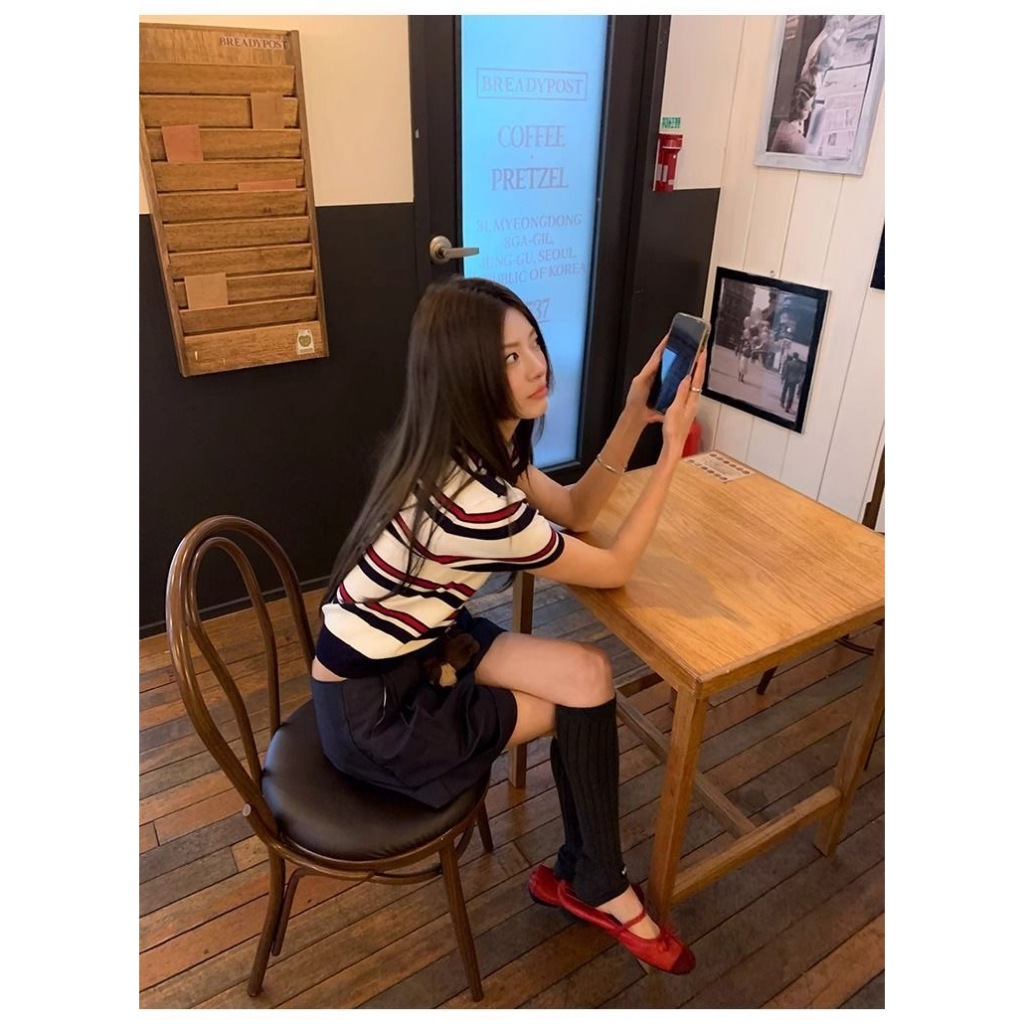 Áo Len Dệt Kim Mỏng Tay Cộc Cổ Polo Dáng Lỡ From Ôm Phối Sọc Ngang Màu Siêu Xinh Hàng Qccc Phù Hợp Với Mọi Lứa Tuổi | BigBuy360 - bigbuy360.vn