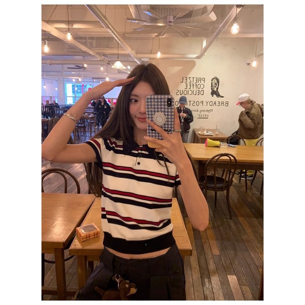 Áo Len Dệt Kim Mỏng Tay Cộc Cổ Polo Dáng Lỡ From Ôm Phối Sọc Ngang Màu Siêu Xinh Hàng Qccc Phù Hợp Với Mọi Lứa Tuổi | BigBuy360 - bigbuy360.vn