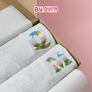 Áo thun THÊU cặp đôi BY.DUNI nam nữ form rộng Local Brand tay lỡ unisex, áo bạn thân chữ cái KÝ TỰ YÊU THƯƠNG màu XÁM