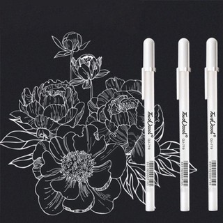 Bút gel highlight trắng 1/3 chiếc 0.6mm Mực ra mịn, độ phủ mạnh, bút chuyên nghiệp dùng để phác thảo Anime, thiệp đen