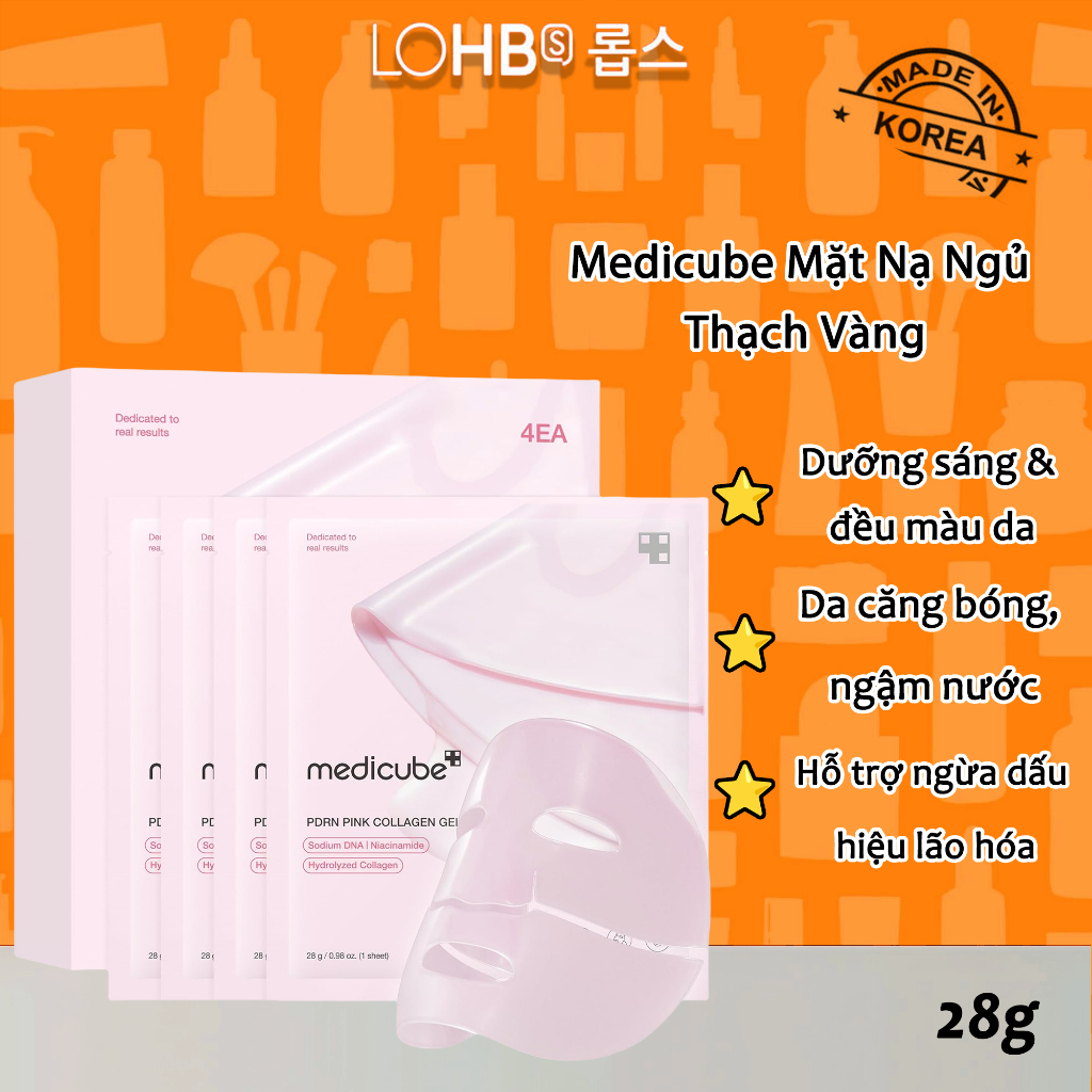  【Chính Hãng Medicube Mặt Nạ Ngủ PDRN DNA Cá Hồi 28g x4 | Dưỡng Ẩm Căng Bóng Mềm Mịn Hạ Nhiệt 