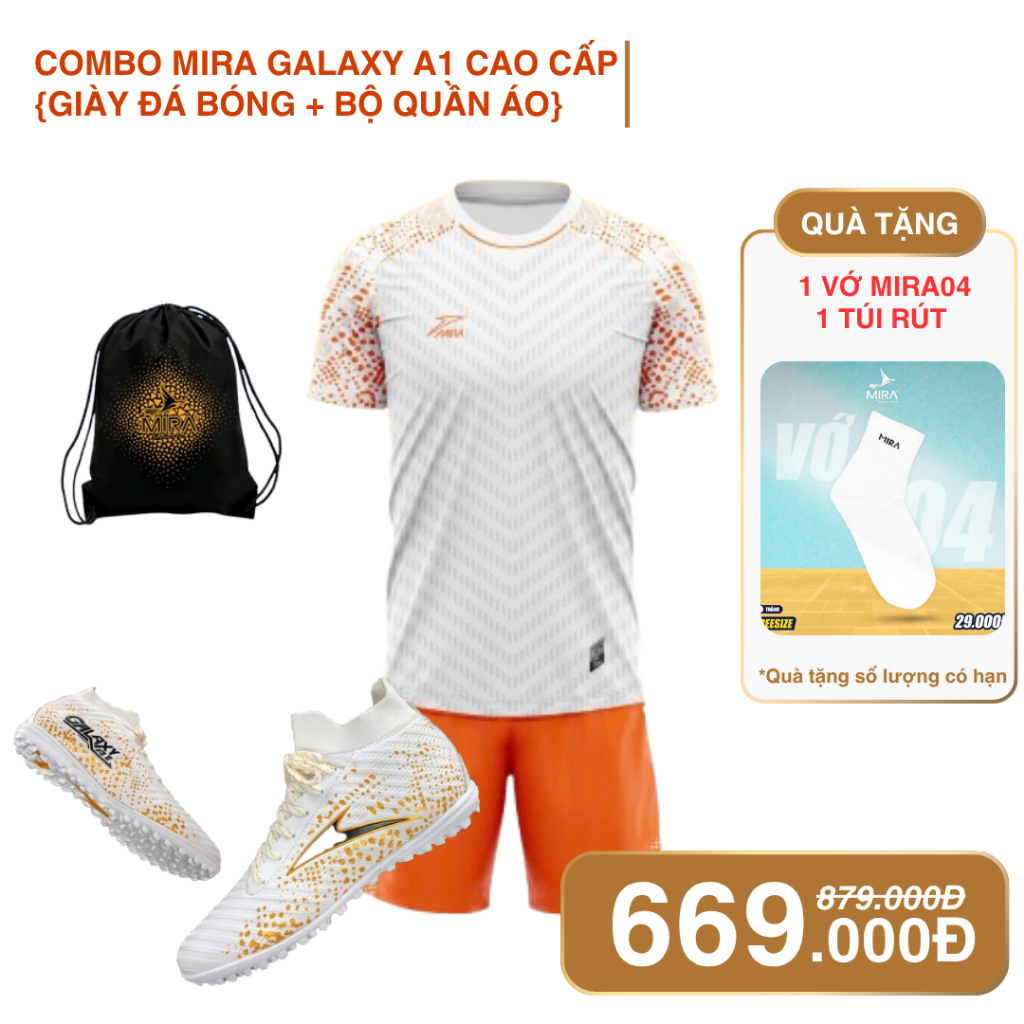 COMBO 1 Giày đá bóng + 1 Bộ quần áo MIRA GALAXY A1 Cao cấp – Form thể thao đẹp tôn dáng - chính hãng
