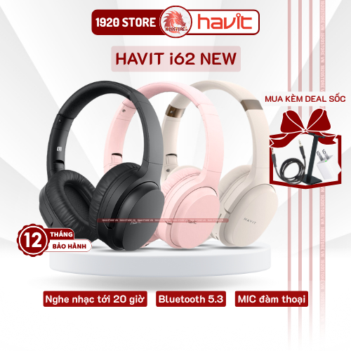 【Giao Hỏa Tốc】Tai Nghe Bluetooth Headphone HAVIT i62, Driver 40mm, BT 5.3, Nghe Đến 8H, Gập Gọn - Ch