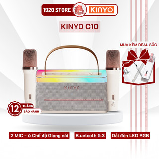  【Hỏa Tốc HCM Loa Karaoke Mini KINYO C10 Kèm 2 Mic Nhỏ Gọn Công Suất 10 20W Bluetooth 5.3 - Chính Hãng BH 12 Tháng 