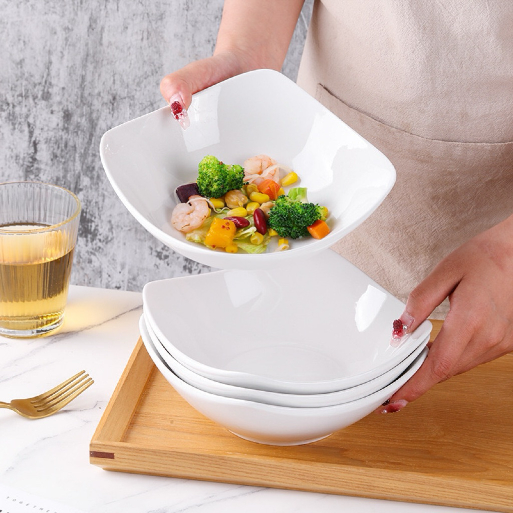 Đĩa Sứ Vuông Vát Lòng Sâu 18cm