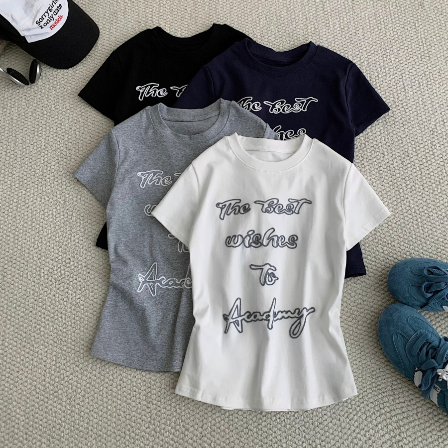 ÁO THUN THÊU CHỮ FORM ÔM DÁNG CHẤT VẢI BORIP - TAZI - 10868 - JEMCLOSET