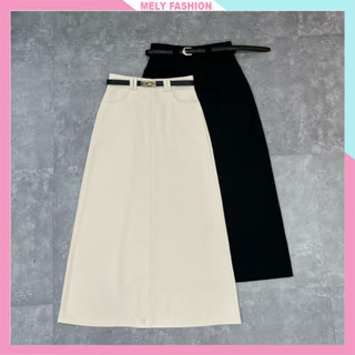  Chân váy dài dáng suông chữ A 85cm Mely Fashion xẻ sau cạp cao tôn dáng che khuyết điểm tốt có túi 2 bên bigsize CV106 
